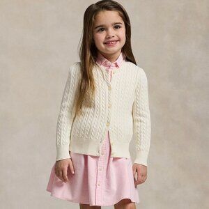 Polo by Ralph Lauren Girl size 5  cable knit cardigan NWT,  from Macys, cream